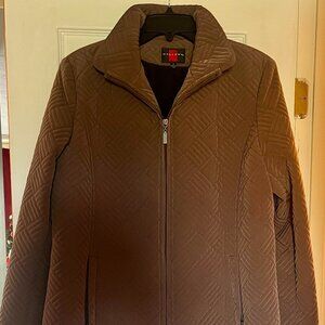 Gallery Brown Quilted Jacket Coat With Two Side Zip Pockets Size Medium